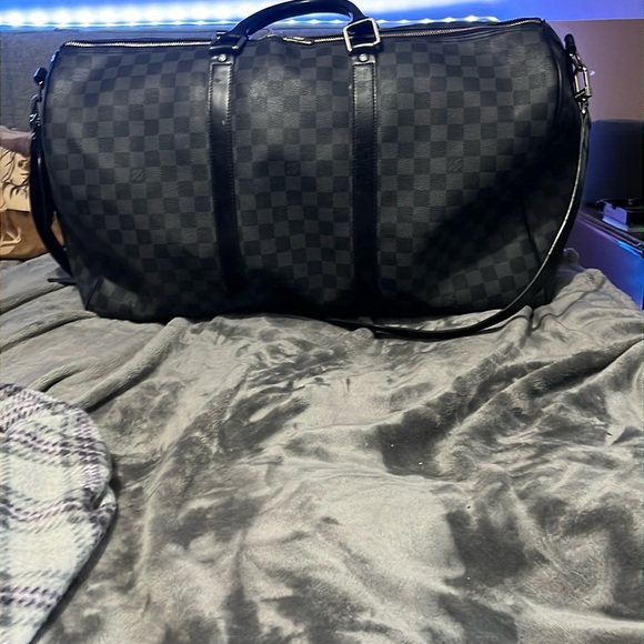 Louis Vuitton Other - Louis Vuitton Black Duffel Bag with Checkered Pattern